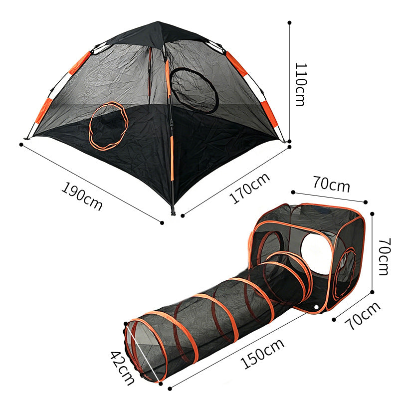 Factory wholesale indoor cat and dog game tent combo toy set tunnel mesh portable pet fence breathable