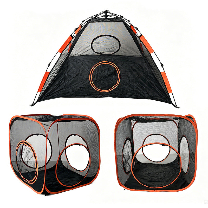 Factory wholesale indoor cat and dog game tent combo toy set tunnel mesh portable pet fence breathable