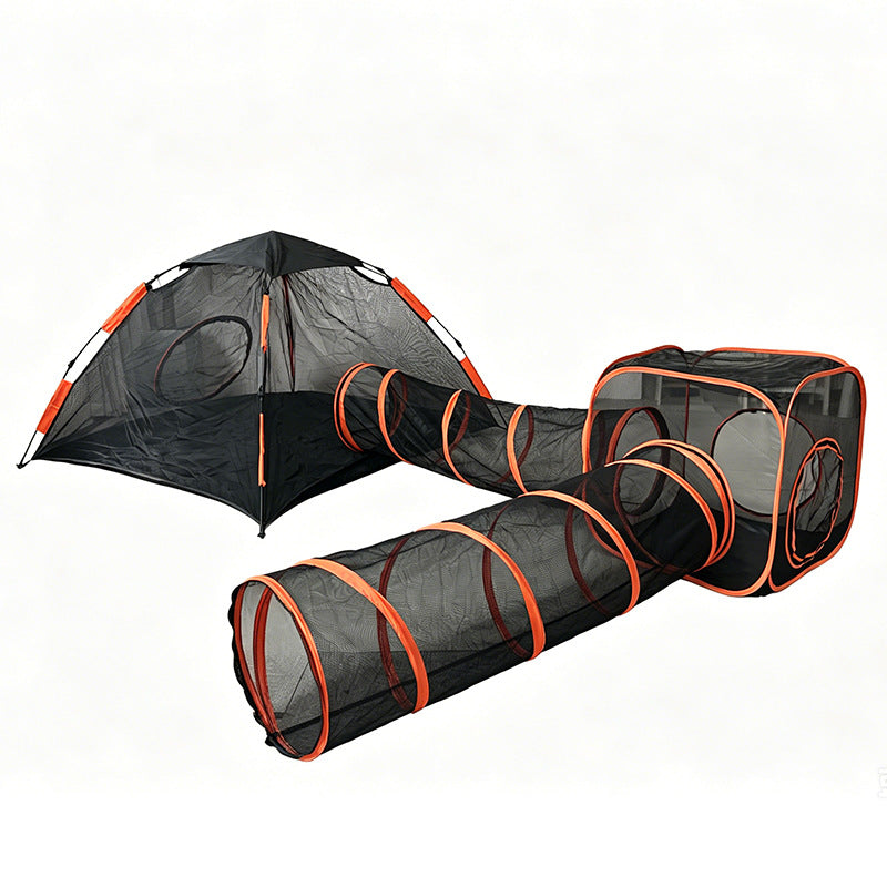 Factory wholesale indoor cat and dog game tent combo toy set tunnel mesh portable pet fence breathable